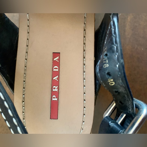 Prada Wicker Wedge Leather Sandals Size 8 US - Picture 3 of 8